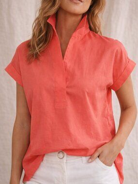 Sarah Alexandra Coral Cap Sleeve Popover Tunic Cotton Top S